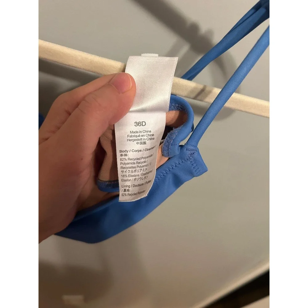 J.Crew Re-Imagined Underwire Bikini Top Blue 36D Recycled Swimwear
